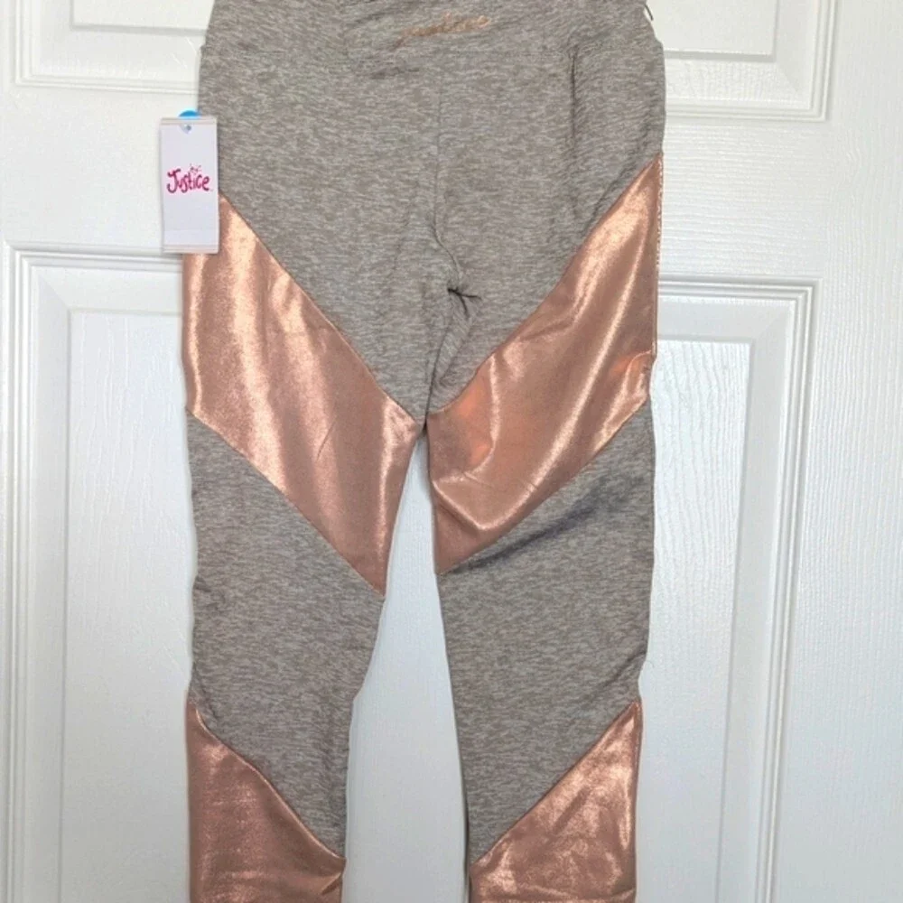 NWT Justice Girls (Size 10/Medium) Shiny Leggings With Copper Metallic Accents